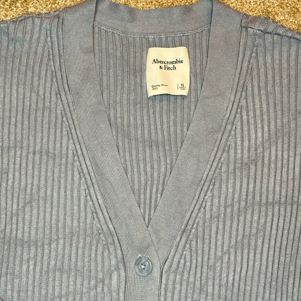 Abercrombie & Fitch Blue Ribbed Cardigan Size XL - Picture 2 of 6